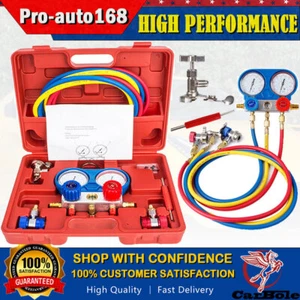 A/C AC Manifold Gauge Set for Car test Kit Manometer Gauge System Refrigeration - Picture 1 of 15