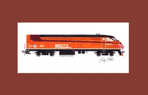 Metra Milwaukee Road Heritage MP36 405 11""x17"" estampado enmarañado firmado por Andy Fletcher - Imagen 1 de 1