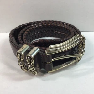 Brighton geflochtener brauner Ledergürtel Western Style Schnalle Größe ML 32 - Bild 1 von 13