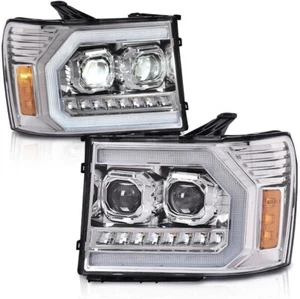 Full LED Tube Projector Headlights Fit For 07-13 Gmc Sierra 1500 2500hd 3500hd - Picture 1 of 10