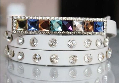 Western woman cowgirl bling rhinestone belt leather belt thin belt A017 - Image 1 of 4