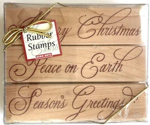 New Hero Arts - FANCY HOLIDAY GREETINGS - Wood Mounted Rubber Stamp Set - Picture 1 of 5