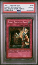 YUGIOH! PSA 8 2003 Barrel Behind the Door PGD-095 Super Rare 1st Edition