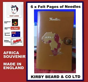 VINTAGE KIRBY BEARD LTD - LEATHER NEEDLE WALLET - AFRICA SOUVENIR - ENGLAND - Picture 1 of 11