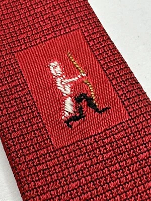 1950 1960 VINTAGE ~ DRESS SHIRT SUIT TIE ~ Red Black Embroidery MadMen SKINNY - Image 1 of 4