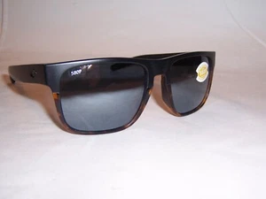 NEW COSTA DEL MAR SPEARO SUNGLASSES BLACK TORTOISE/GREY SILVER 580P POLARIZED - Picture 1 of 7