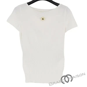 Rank B CHANEL Cut And Sew Short Sleeve White 12A Coco Mark Women'S Tops Clothing - Picture 1 of 5