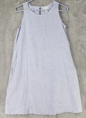 Nicole Miller Dress Womens XS Blue Linen Lined Pockets Casual Summer Knee Length - Image 1 of 4
