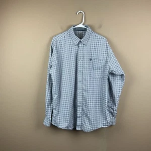 Cinch Button Down Shirt Mens M Gray Geometric Pattern L/S Cotton Western - Picture 1 of 9