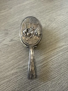 Antique 1950's Denmark Silver-Plate Wood Figural Hair Beard Brush - Picture 1 of 4