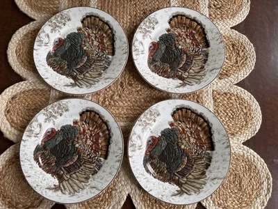 4 platos de ensalada de pavo Williams Sonoma Plymouth nuevos en caja Foto 1 de 4