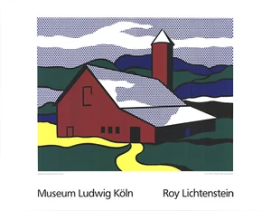 ROY LICHTENSTEIN Red Barn II (Lg) 39.25" x 51" Serigraph 1989 Pop Art Green, Red - Picture 1 of 24