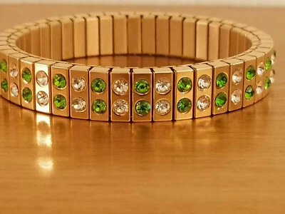 Push bracelet for her Mother Gold Peridot Jewelry present Handmade 2ct Valentine - Image 1 of 4