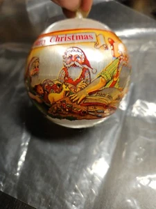 Vintage Santas Workshop Satin Christmas Ornament 1988 - Picture 1 of 7