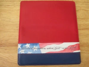 Leather Checkbook Cover America Lord God PSALM 33:12 Red White Blue Brand New - Picture 1 of 3