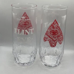 2 X RARE Greene King Flint Eye IPA Ale Craft Beer Pint Glasses - Picture 1 of 6