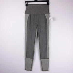 Free People Leggings Pants Womens XS Green Black Athleisure Herringbone New - Picture 1 of 13