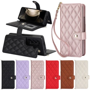 For Sasmung Galaxy Z Fold 5 4 3 Crossbody Wallet Card Stand Case with Pen Holder - Zdjęcie 1 z 19