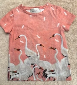 Gucci - Girls Pink T-Shirt with Dragon Flies and Cranes - Picture 1 of 4