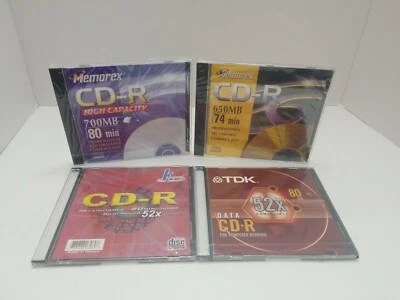 4 mix Lot Factory sealed Memorex TDK CD-R  700, 650,  MB 80, 74, Min 52x  - Image 1 of 4