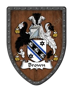 Escudo de armas marrón escudo familiar personalizado, escudo de pared colgante SH503P-DG-HG - Imagen 1 de 3