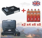 PORTABLE GAS COOKER STOVE + 2/4/8 BUTANE BOTTLES CAMPING