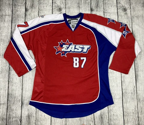 2009 East NHL All-Star Hockey Jersey Sidney Crosby Pittsburgh Sz 56 Fight Strap Cover