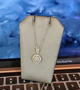 BEAUTIFUL LAB WHITE SAPPHIRE MULTI-LAYERED PENDANT w/18" CHAIN NECKLACE GIFT BOX - Picture 1 of 11