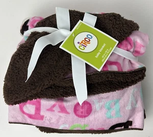 Neu mit Etikett Circo Target rosa Velours und braun B A B Y Buchstaben Sherpa Baby Mädchen Decke - Bild 1 von 5