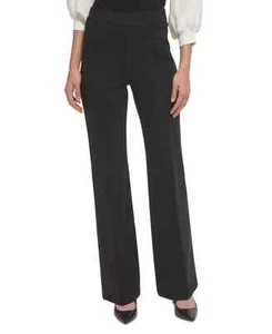 DKNY Women's Pants High Rise Trendy Full Length Wide Leg Stretchy Pants Black XL - Picture 1 of 7