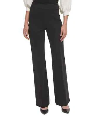Pantalones para mujer DKNY tiro alto de moda longitud completa pierna ancha pantalones elásticos negros XL Foto 1 de 4