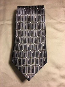 Cocktail Colors Black Gray Beige Geometric Silk Tie - Picture 1 of 7
