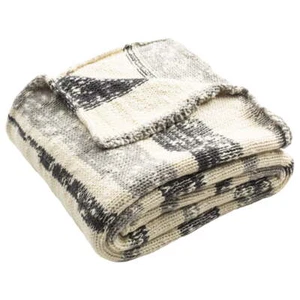 Cotton Knit Throw, 50" x 60", Dark Grey/Light Grey - Picture 1 of 2