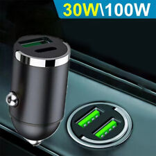 100W Mini Car Charger Lighter Fast Charging For IPhone QC3.0 Mini PD USB Type C