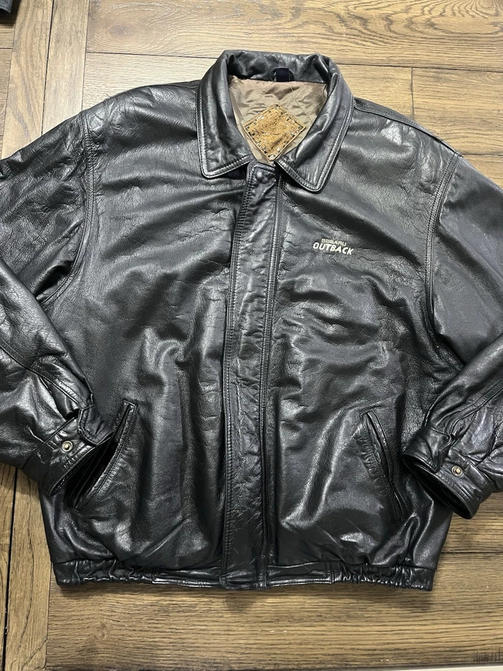 Chaqueta de cuero Subaru Outback para hombre equipo grande para deportes bolsillos con cremallera completa moto Foto 1 de 4