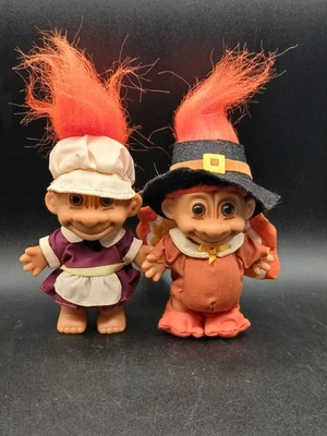 Lote de 2 muñecas Russ Troll de colección Día de Acción de Gracias Turquía rara figura limpia de 5" Foto 1 de 4