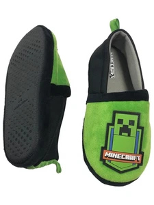 Minecraft Boys Green Creeper Loafers Slippers House Shoes 4-5 - Picture 1 of 2