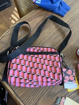 NWT Diane Von Furstenberg DVF Target Crossbody Purse Camera Bag Pink Modern Geo - Image 1 of 4