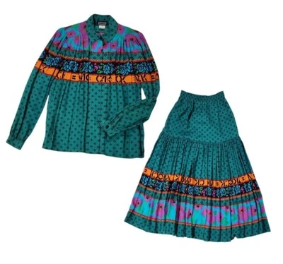 Falda y top floral abstracto colorido vintage Carole Little (6) Foto 1 de 4