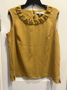 Kasper women’s tank top sleeveless shirt size large gold with neck accent - Picture 1 of 5