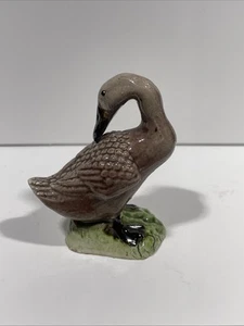 Small Chinese Porcelain Figure of Duck or Goose in Brown & Green Glaze - Picture 1 of 11