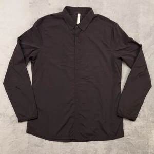 Lululemon Athletica Shirt Mens Large Black Snap Nylon Breathable Vents Stretch - Picture 1 of 14