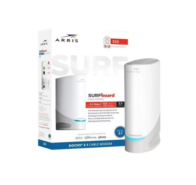ARRIS S33 SURFboard DOCSIS 3.1 Multi-Gigabit Cable Modem 2.5 Gbps Ethernet Port - Image 1 of 4