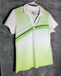 Izod XFG Cool FX Womens Top Polo Shirt Size M Green Lime Short Sleeve Snap - Picture 1 of 13