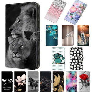 For iPhone 6 7 8 Plus XR SE XS Max 11 12 Mini Printed Pattern Leather Flip Case - Picture 1 of 29