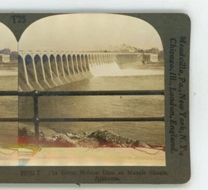 Muscle Shoals Great Wilson Dam Alabama AL USA Keystone Stereoview - Picture 1 of 3