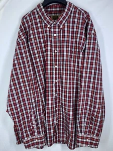 The Foundry Shirt Mens 5XL Red White Plaid Button Up Long Sleeve Pocket Formal - Picture 1 of 13