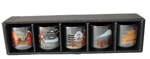 Japanese Sake Shot Glass Tea Mug Cup Guinomi 5 Sets Scenery MADE IN JAPAN - Picture 1 of 2