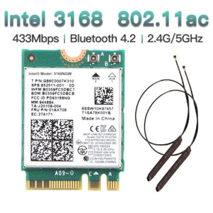 Wireless Card Intel 3168NGW 8260NGW 8265NGW 802.11AC Wifi Bluetooth with Antenna - Afbeelding 1 van 15