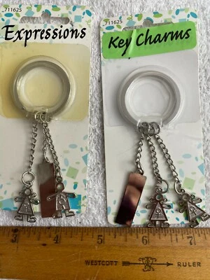 Lot of 2 Boy Girl Mom Dad Parent Keychain Key Chain Ring Fob VARIOUS CHARMS - Image 1 of 2